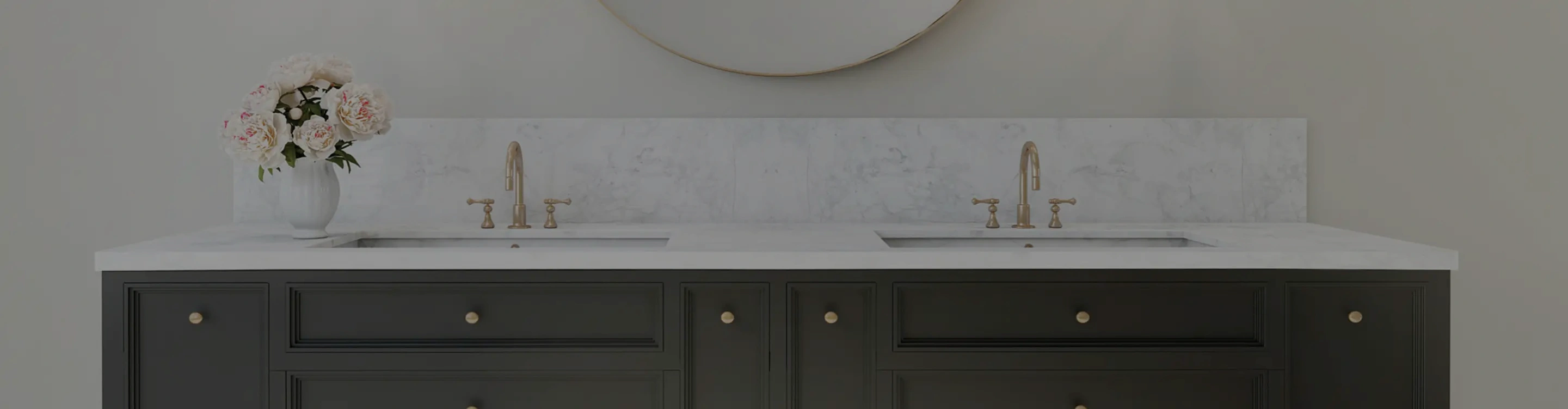 double sink with granite countertop